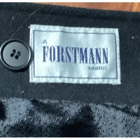 Vintage Spencer Douglas Pea Coat Black Tan Wool Long Size 10 With Shoulder Pads - Picture 5 of 6